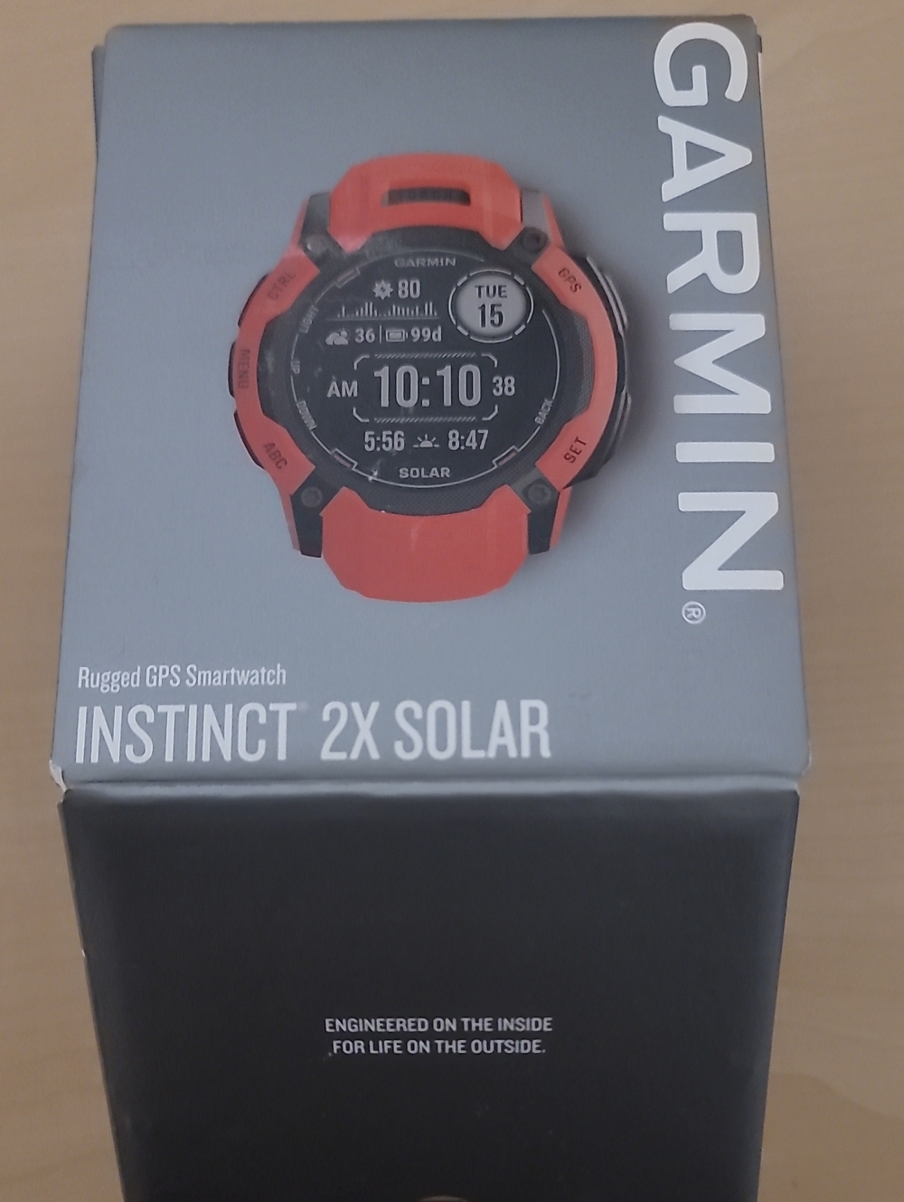 Garmin Instinct 2X Solar Smartwatch - Red and Black
